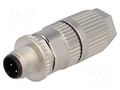 Connector: M12; plug; PIN: 4; male; HARAX; 32V; straight; IP67; IDC HARTING 21032211405
