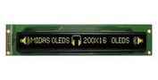 OLED MODULE, COB, PARALLEL, 200X16PIXEL MCOB200016AV-YP
