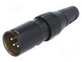 Connector: XLR; plug; male; 10A; 50V; PIN: 4; straight; for cable DELTRON 709-0400