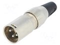 Connector: XLR; plug; male; 15A; 50V; PIN: 3; straight; for cable DELTRON 701-0300
