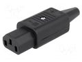 Connector: AC supply; plug; female; 10A; 250VAC; C13 (F); IEC 60320 SCHURTER 4782.0000