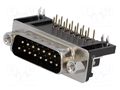 Connector: D-Sub; PIN: 15; socket; male; angled 90°; THT; UNC 4-40 CONNFLY DHP9-15M