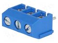 PCB terminal block; angled 90°; 5mm; ways: 3; on PCBs; 1.5mm2; blue DEGSON ELECTRONICS DG301-5.0-3P12