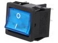 ROCKER; DPST; Pos: 2; ON-OFF; 6A/250VAC; blue; neon lamp; R13-33-AC SCI RS1333BBBL2N2