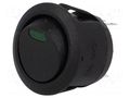 ROCKER; SPST; Pos: 2; OFF-(ON); 20A/12VDC; black; LED,point; 12V SCI R13112LF02BBG0L3