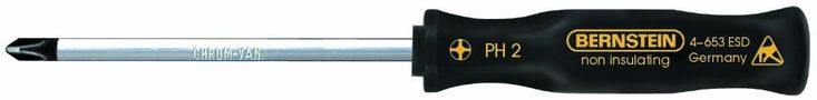 Cross-recess screwdriver, size 2,  with dissipative special-square pattern handle, blade length 100 mm 4-653