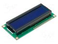 Display: LCD; alphanumeric; STN Negative; 16x2; blue; 80x36x13.5mm RAYSTAR OPTRONICS RC1602B-BIW-CSV