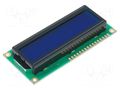 Display: LCD; alphanumeric; STN Negative; 16x2; blue; 80x36x13.5mm RAYSTAR OPTRONICS RC1602B-BIW-ESV