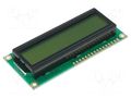 Display: LCD; alphanumeric; STN Positive; 16x2; yellow-green; LED RAYSTAR OPTRONICS RC1602B-YHW-CSV