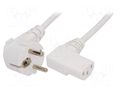 Cable; 3x1mm2; PVC; 1m; white; 10A; 250V; Core: Cu; Type: Uni-Schuko LIAN DUNG SN312-3/10/1.0W