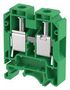 TERMINAL BLOCK, DIN RAIL, 2POS, 2AWG KUT25/ GREEN