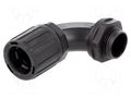 90° angled connector; Thread: metric,outside; polyamide; IP66 HELLERMANNTYTON HG16-90-M20-PA66-B