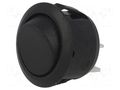 ROCKER; SPST; Pos: 2; (ON)-OFF; 6A/250VAC; black; none; R13; round BULGIN AE-R13208FAAA