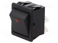 ROCKER; DPST; Pos: 2; ON-OFF; 16A/250VAC; black; neon lamp,point BULGIN AE-C1553PTNAB