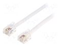 Cable: telephone; RJ11 plug,both sides; 15m; white BQ CABLE TEL-RJ11-WH/15
