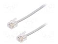 Cable: telephone; RJ11 plug,both sides; 3m; white BQ CABLE TEL-RJ11-WH/03
