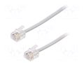 Cable: telephone; RJ11 plug,both sides; 3m; white BQ CABLE TEL-RJ11-WH/03