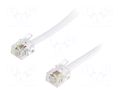 Cable: telephone; RJ11 plug,both sides; 2m; white BQ CABLE TEL-RJ11-WH/02