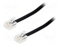 Cable: telephone; RJ11 plug,both sides; 1m; black BQ CABLE TEL-RJ11-BK/01