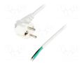 Cable; 3x1.5mm2; CEE 7/7 (E/F) plug angled,wires; PVC; 4m; white LIAN DUNG S3-3/15/4WH