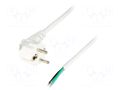 Cable; 3x1mm2; CEE 7/7 (E/F) plug angled,wires; PVC; 2.5m; white LIAN DUNG S3-3/10/2.5WH