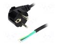 Cable; 3x1mm2; CEE 7/7 (E/F) plug angled,wires; PVC; 1.8m; black LIAN DUNG S3-3/10/1.8BK
