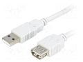 Cable; USB 2.0; USB A socket,USB A plug; 2m; light grey BQ CABLE BQC-USB2AAF/2