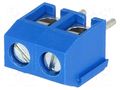 PCB terminal block; angled 90°; 5mm; ways: 2; on PCBs; 1.5mm2; blue DEGSON ELECTRONICS DG301-5.0-2/6B