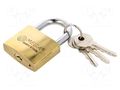 Padlock; shackle; brass; Equipment: key x3; 40mm MEGA MGA-24240