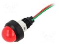 Indicator: LED; prominent; red; 24VDC; 24VAC; Ø13mm; IP40; cables POLAM-ELTA LR-D20-24AC/DC