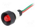 Indicator: LED; recessed; red; 24VDC; 24VAC; Ø13mm; IP40; cables POLAM-ELTA LR-D10-24AC/DC