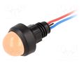 Indicator: LED; prominent; orange; 12VDC; 12VAC; Ø13mm; IP40; cables POLAM-ELTA LO-D20-12AC/DC