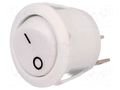 ROCKER; SPST; Pos: 2; OFF-(ON); 10A/250VAC; white; none; R13-112-AC SCI R13112F02WW2