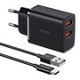 Mcdodo CH-5072 USB-A*2, 12W power charger + USB-A to USB-C cable (black), Mcdodo CH-5072