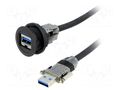 USB socket; 22mm; har-port; -25÷70°C; Ø22.3mm; IP20; black; Len: 3m HARTING 09454521974