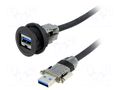USB socket; 22mm; har-port; -25÷70°C; Ø22.3mm; IP20; black; Len: 3m HARTING 09454521974