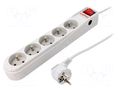 Plug socket strip: protective; Sockets: 5; 250VAC; 10A; grey ARMAC ARC5/50/SZ