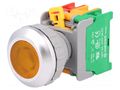 Switch: push-button; 30mm; Stabl.pos: 1; NC + NO; yellow; IP65 AUSPICIOUS LXB30-1-O/C-Y