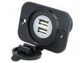 USB power supply; USB A socket x2; Sup.volt: 12÷24VDC; 5V/2.1A SCI A13-194BPS-BB3