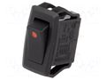 ROCKER; SPST; Pos: 2; ON-OFF; 16A/250VAC; black-red; none; -20÷85°C SCI R13205A201