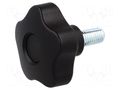 Knob; Ø: 50mm; Ext.thread: M10; 20mm; H: 32mm; technopolymer PP ELESA+GANTER VCT.50P-M10X20