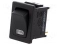 ROCKER; SPST; Pos: 2; ON-OFF; 10A/250VAC; black; neon lamp,point SCI RS1366B4WBBRL3
