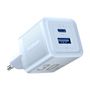 Wall charger, Vention, FEQL0-EU,  USB-C + USB- A,  30W/30W, GaN (blue), Vention FEQL0-EU