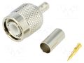 Connector: TNC; plug; male; straight; 50Ω; crimped; for cable; POM AMPHENOL RF T1121A1ND3G1A50