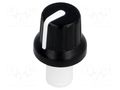Knob; with pointer; ABS; Øshaft: 6mm; Ø16x14.4mm; black; push-in SR PASSIVES GMN-4P1.5-WH