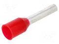 Tip: bootlace ferrule; insulated; copper; 1mm2; 8mm; tinned; red TE Connectivity 966067-9