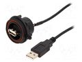 Cable; USB Buccaneer; USB A socket-front,USB A plug; 0.5m; IP68 BULGIN PX0844/A/0M50/A