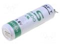Battery: lithium; 14500; 3.6V; 2600mAh; non-rechargeable; 2pin SAFT SAFT-LS14500PCB1X1