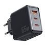 Wall charger, Essager, ECT2CA-JZB01-Z, GaN, USB-A, 2xUSB-C, 65W (black), Essager ECT2CA-JZB01-Z