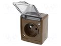 Connector: AC supply; socket; 2P+PE; 250VAC; 16A; brown; wall mount PAWBOL PD.3210G/1